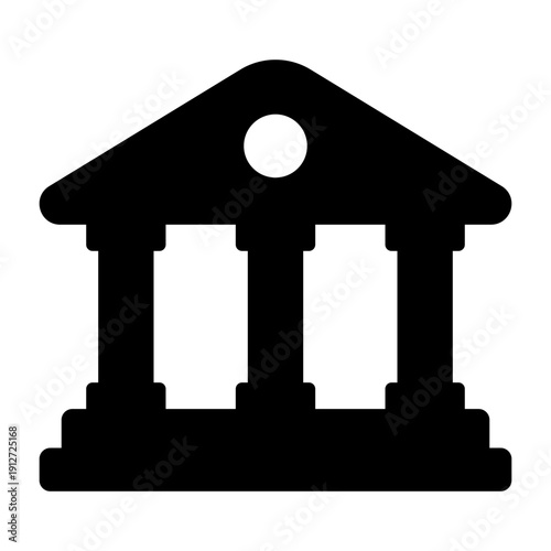 Bank building courthouse icon silhouette isolated on transparent background.
