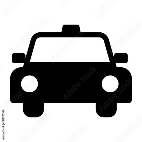 Taxi cab car icon outline isolated on transparent background.