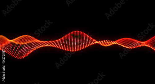 Abstract sound wave visualization with glowing red-orange sine wave pattern on dark background