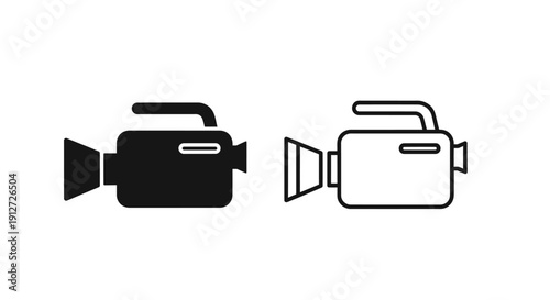 Two video cameras icon design, black and white, minimalist style, vector illustration Vector