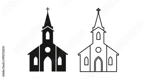 Church icons, religious symbols, faith icons, church architecture, spiritual icons Vector