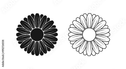 Black and white flower illustration, vector design, minimalist floral art, simple botanical Vector