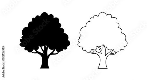 Two trees with one black and one white, vector illustration, minimalist design, nature concept Vector