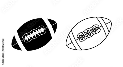 Black and white football illustration, vector design, sports equipment, american football Vector