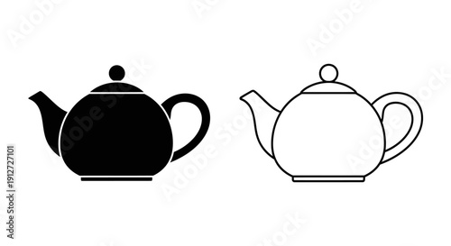 Black and white teapot clip art, vector illustration, simple design, minimalist style Vector