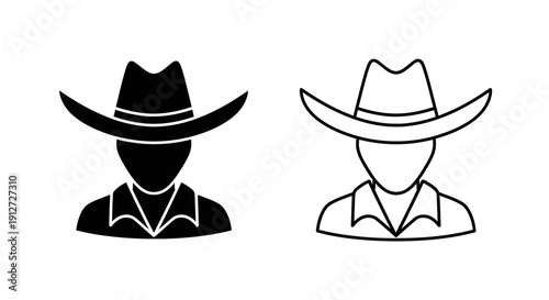 Cowboy hat icon set, western style illustration, silhouette design Vector