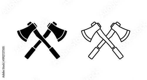 Two axes crossed, woodcutter, lumberjack, forest, camping, outdoor, adventure, tools, Vector