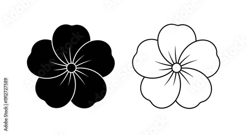 Black and white hibiscus flower line art vector illustration Vector