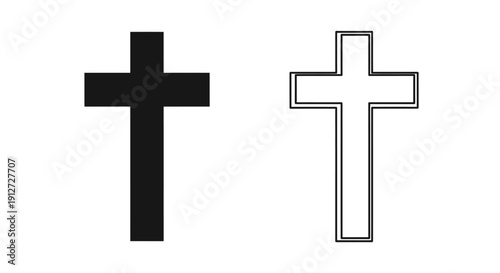 Minimalist cross designs, black and white crosses, simple cross illustrations Vector