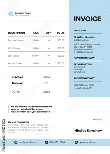 Blue And Black Invoice