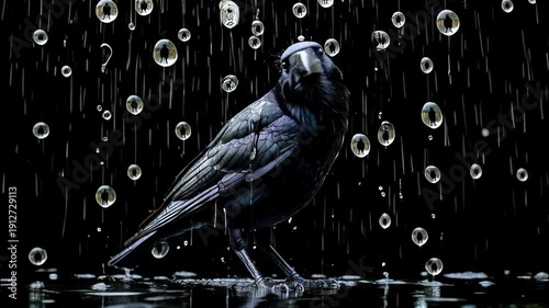 Raven in Rain