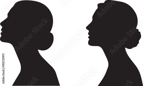 Silhouette of a woman isolated on white background, female figure shadow illustration, elegant standing woman shape, clean monochrome people design