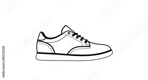 Simple Line Drawing of a Sneaker Shoe.