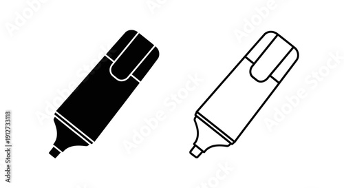 Two highlighters, one black and one white, on a white background Vector