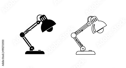 Modern desk lamps with adjustable arms and shades for office and home use Vector