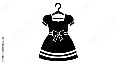 Dress on Hanger Icon – Women Fashion Clothing Silhouette Symbol