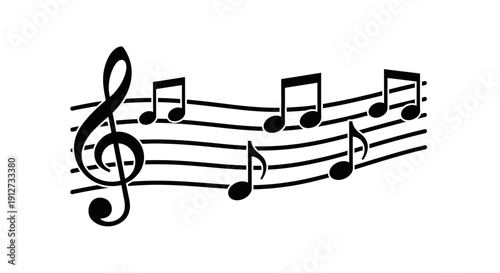 Musical Notes Staff Icon – Music Melody Sound Symbol
