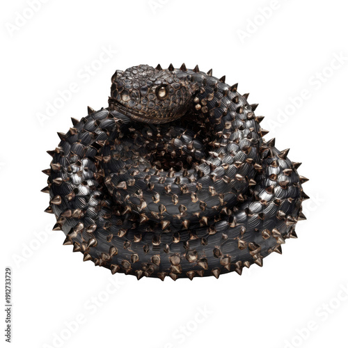 Coiled Spiky Snake Top View