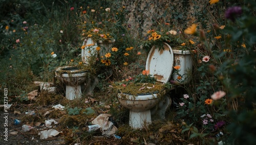 neglected restrooms in nature, refuse, unlawful disposal