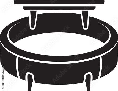 Black and White Sketched of a Whisk with a Handle and Bowl kitchen tool cooking utensil