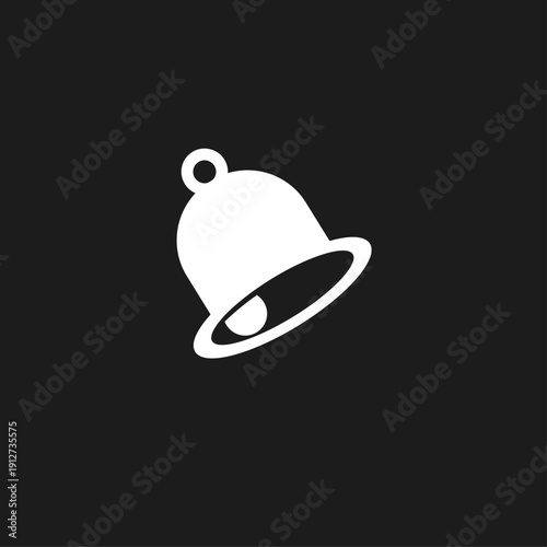 White Minimalist Bell Icon Logo Design on Black Background