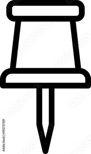 Black push pin icon - outline