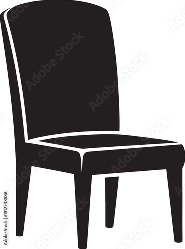 Black Sketched Chair with Curved Backrest and Four Legs outline simple