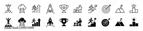 Motivation icon set. Personal growth and achievement symbol. Vector illustration.