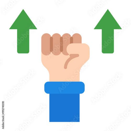 Willpower Flat Icon Vector for Business Ethics and Management, Corporate Governance Leadership and Company Values Symbol