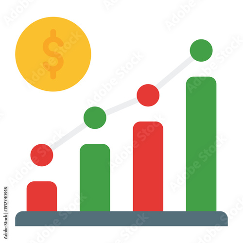 Profit Growth Flat Icon Vector for Business Ethics and Management, Corporate Governance Leadership and Company Values Symbol