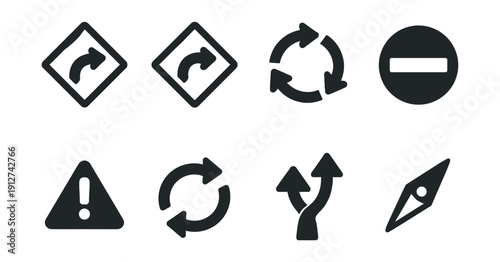 Road and navigation icon set