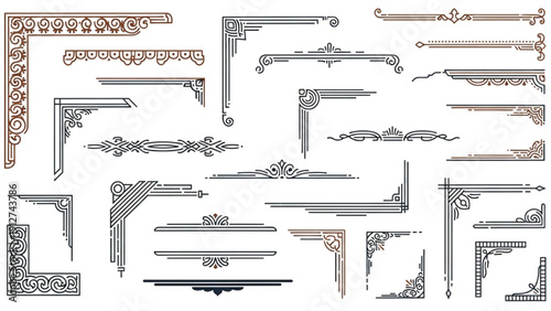 Collection of ornate decorative corner frames and borders in various styles and colors