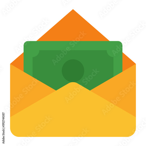 Envelope Money Flat Icon Vector for Anti Corruption and Management, Corporate Fraud Investigation, Governance and Legal Compliance Symbol