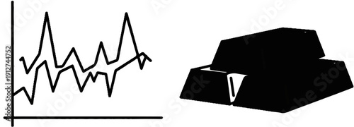 A graphic displays a line chart next to a stack of gold bars