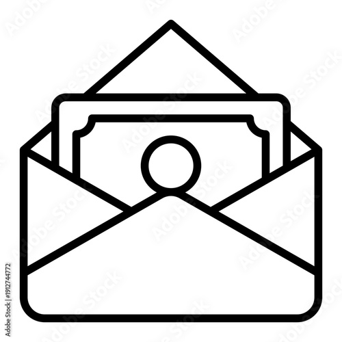 Envelope Money Outline Icon Vector for Anti Corruption and Management, Corporate Fraud Investigation, Governance and Legal Compliance Line Symbol
