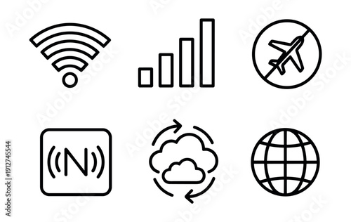 Communication and Technology Line Icons Set