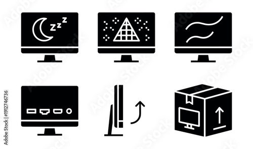Computer monitor related icons set