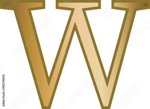 w golden letter uppercase alphabet