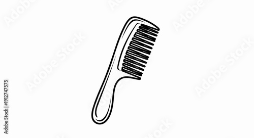 A simple, bold black outline drawing of a comb against a white background