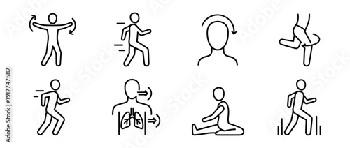 Fitness and exercise line icons set