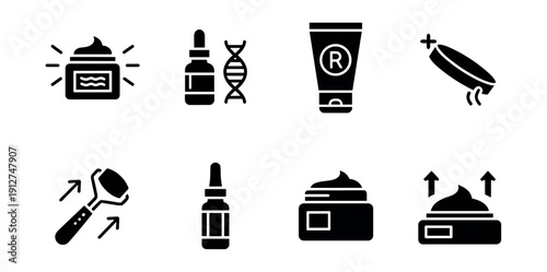 Skincare and Beauty Products Icons Set