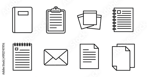 Office and Stationery Line Icons Set