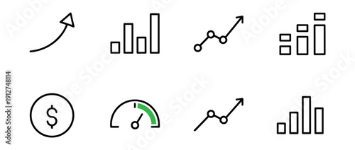 Finance and Analytics Line Icons Set
