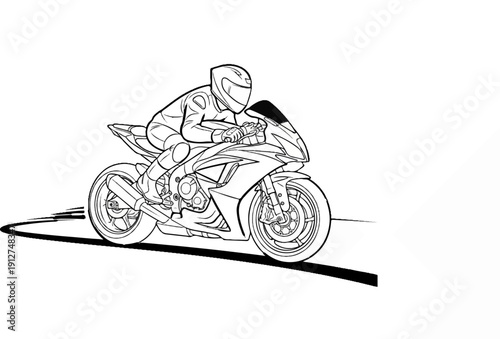 A lone figure in racing gear speeds along on a sleek motorcycle