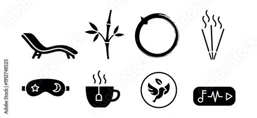 Relaxation and Wellness Icons Set
