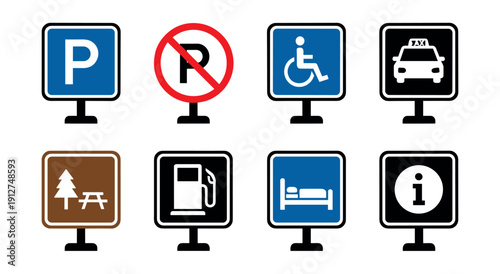Road signs square icons set
