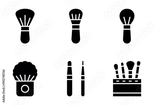 Cosmetics and makeup minimalist icons set
