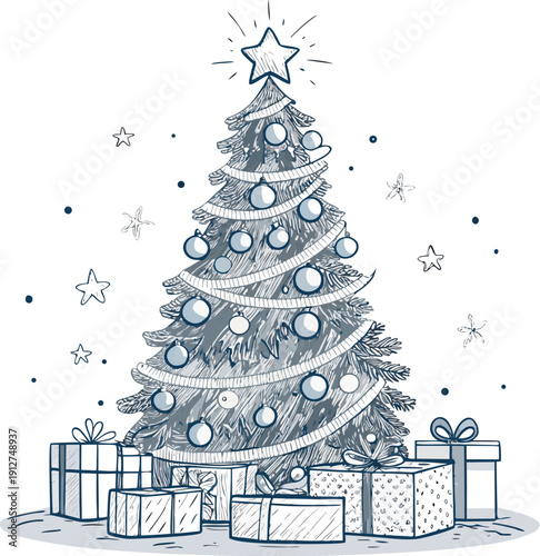 christmas---christmas-tree-with-gifts-and-stars.eps