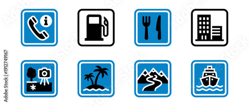 Service and Location Square Icons Set