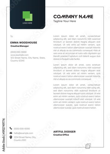 Green And Black Letterhead
